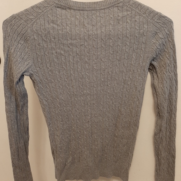 Tommy Hilfiger xs grey cable knit sweater v neck - Picture 2 of 6